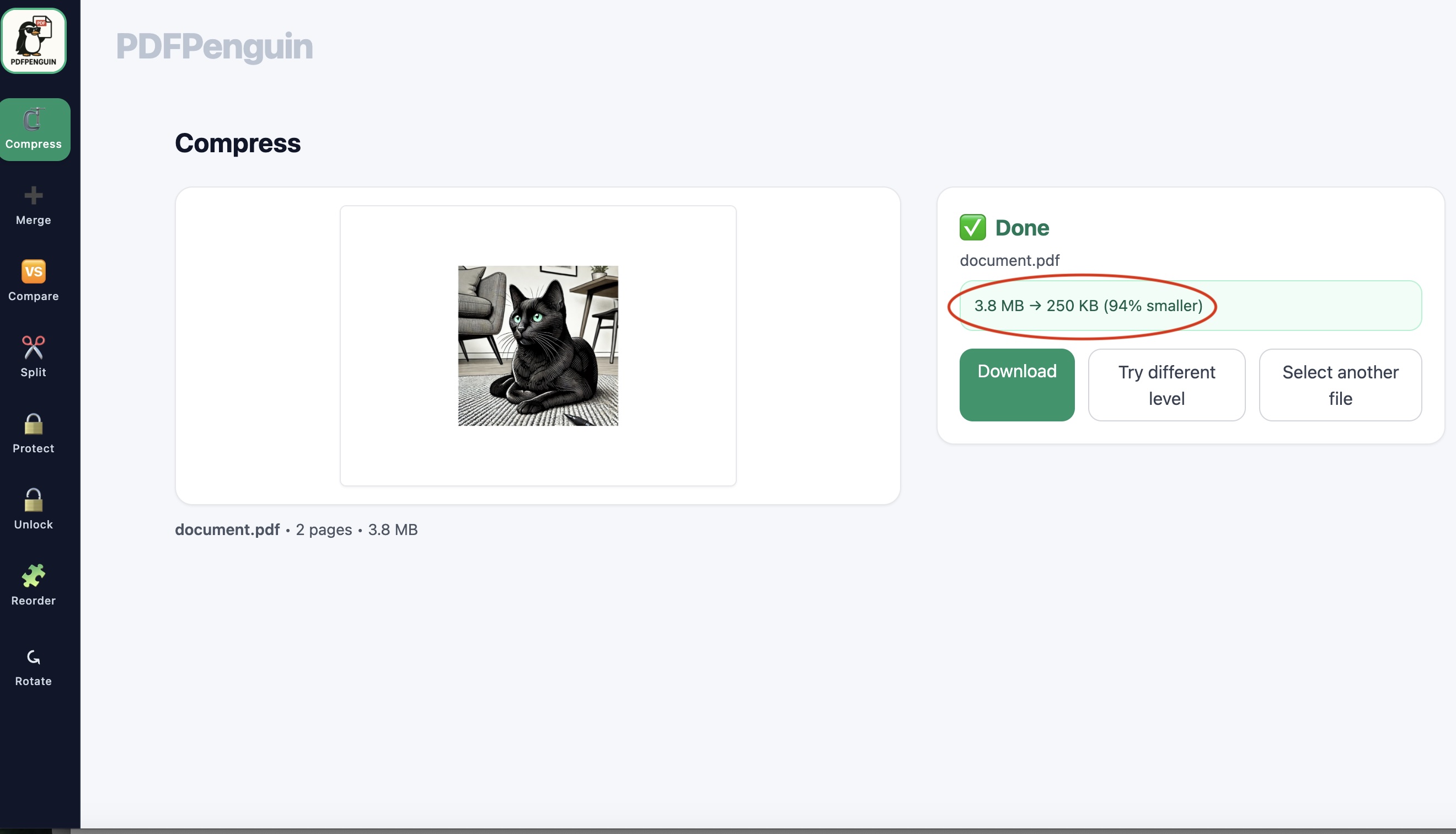 Use PDFPenguin compress pdf for higher rate of PDF compression