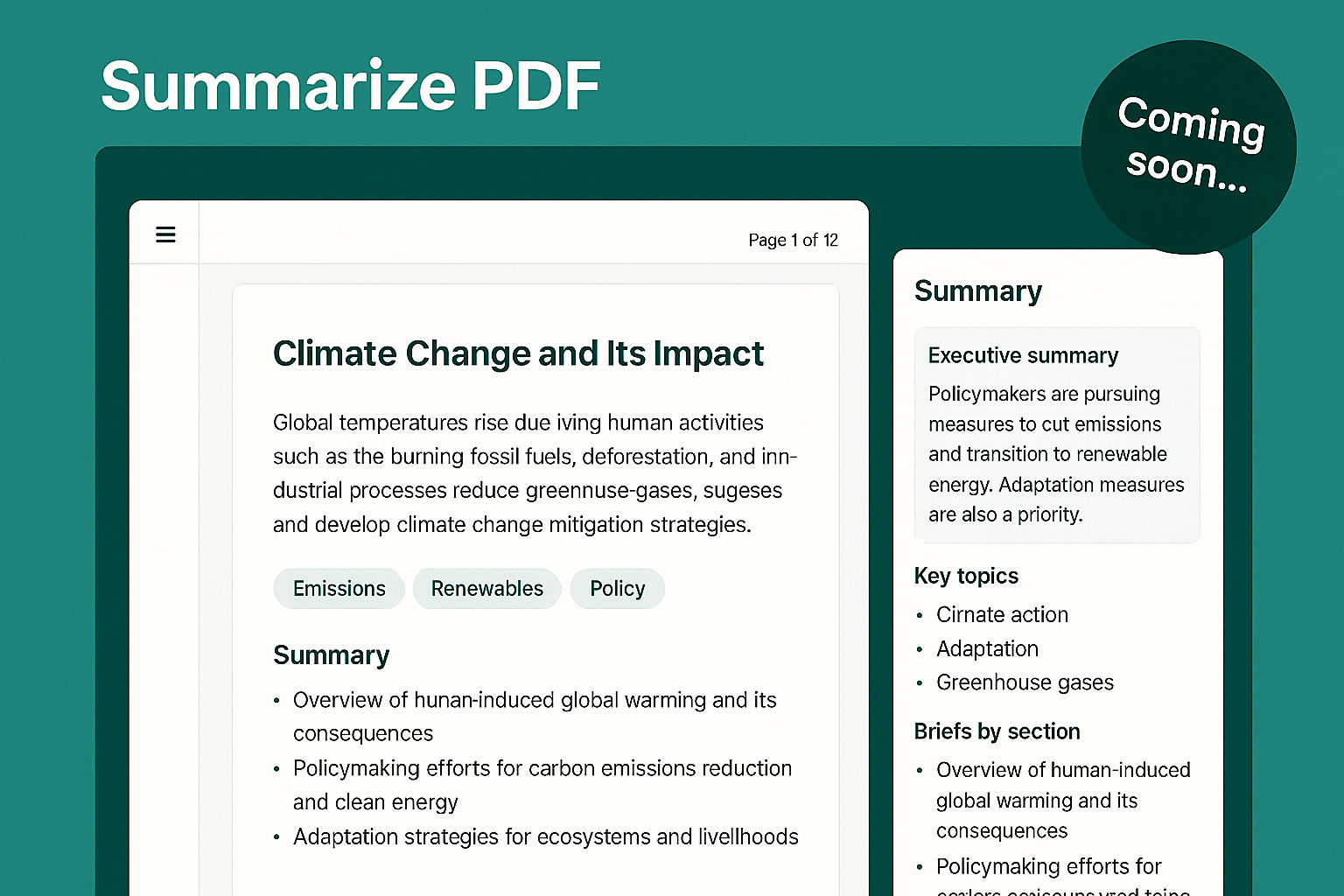 Summarize PDF – mockup